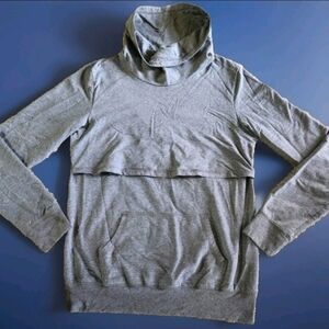 Latched Mama cowl neck nursing pullover sweatshirt hoodie  Size XL GRAY grey